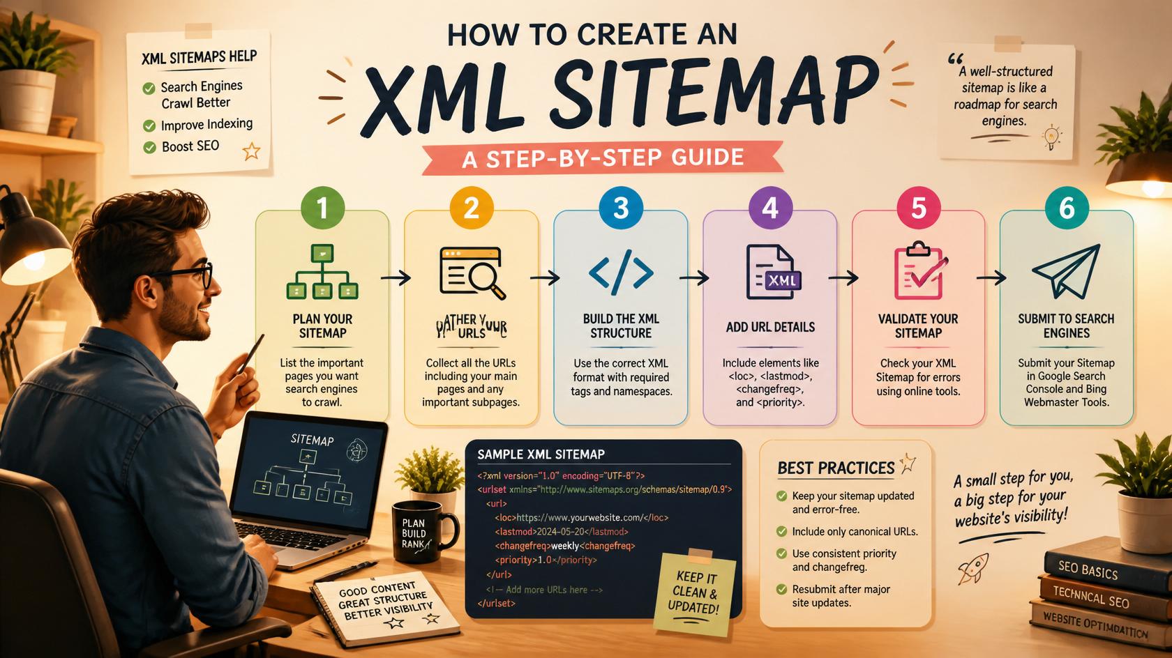 XML sitemap structure showing how search engines discover and index web pages